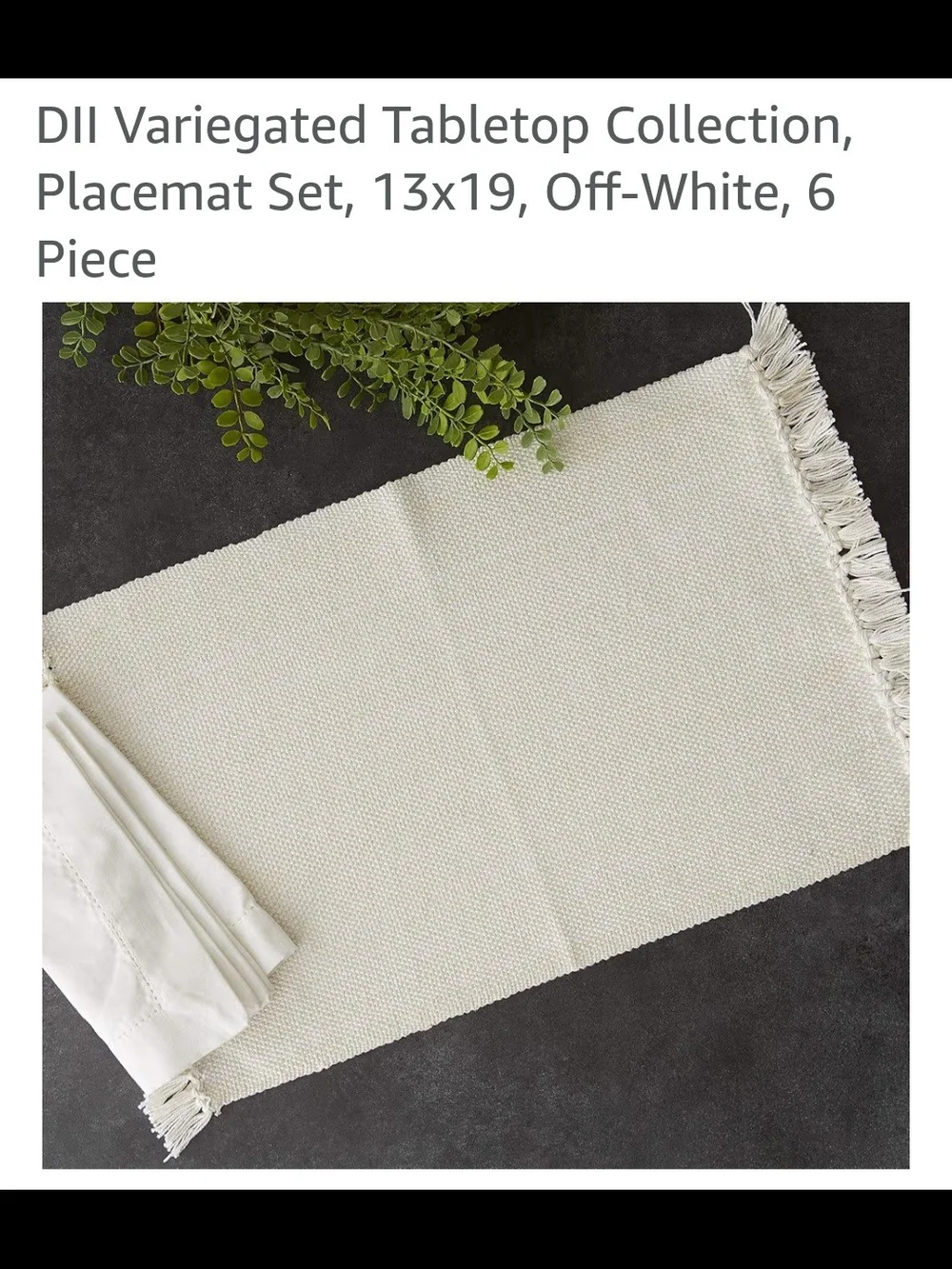 Off White Textured Placemats With Fringe Ends X6.  Flags Not Included.